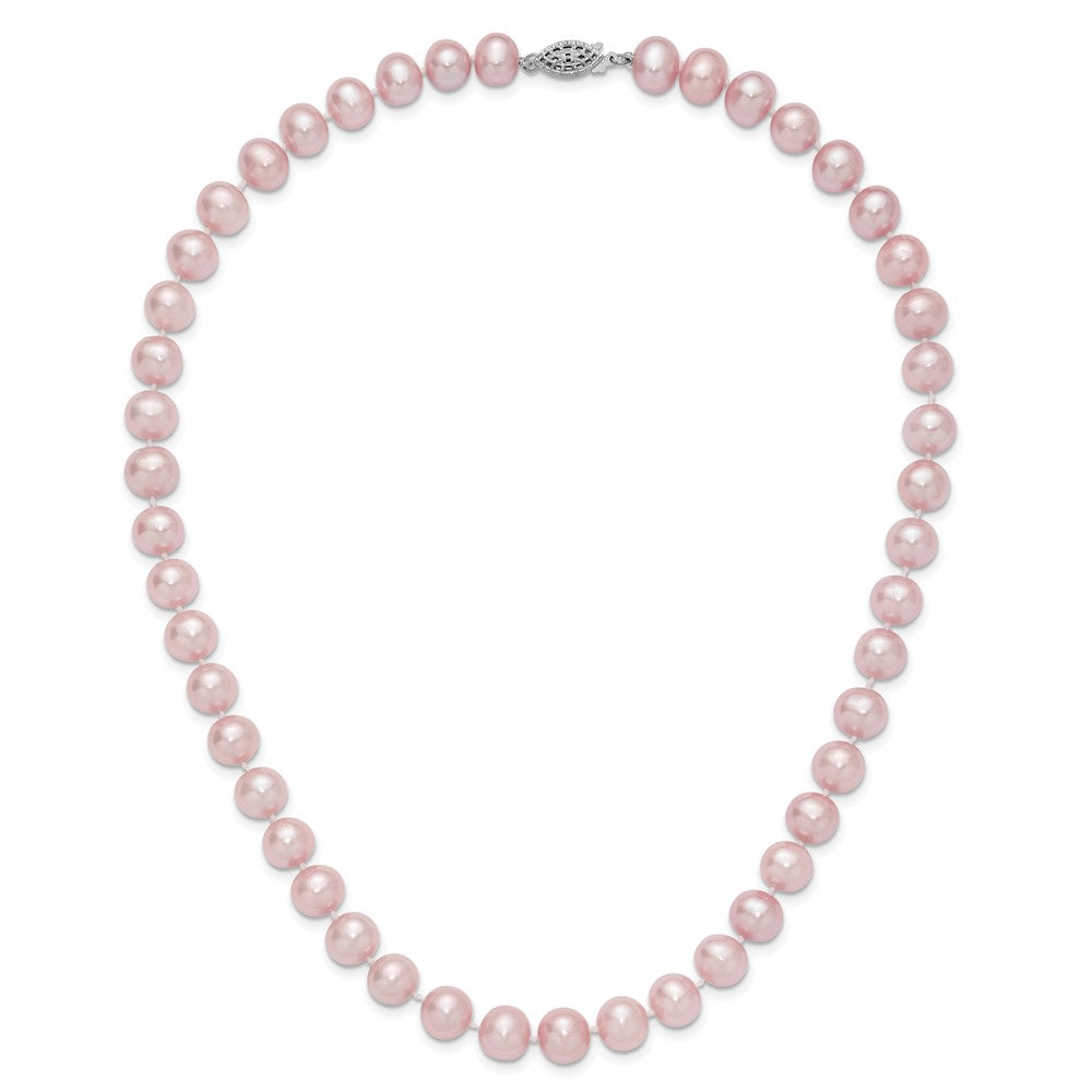 Sterling Silver Rh-Plated 9-10mm Purple Fw Cultured Pearl Necklace