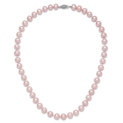 Sterling Silver Rh-Plated 9-10mm Purple Fw Cultured Pearl Necklace