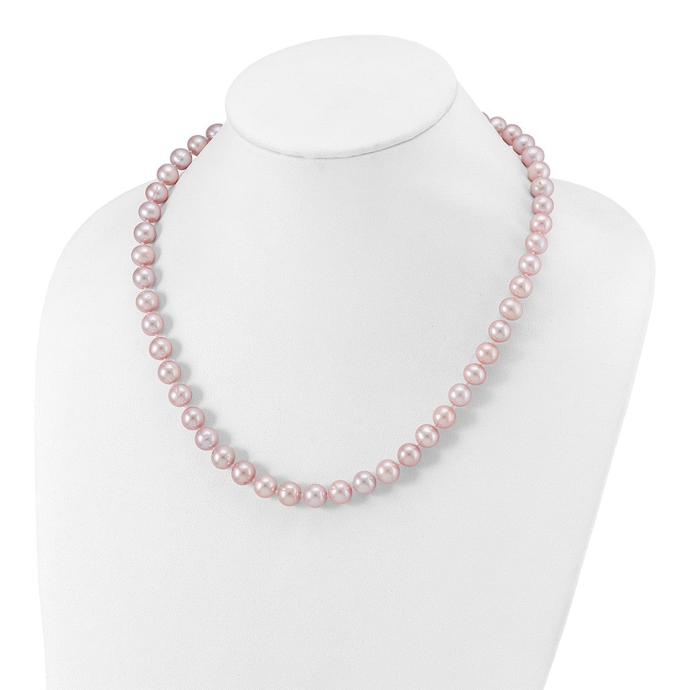 Sterling Silver Rh-Plated 9-10mm Purple Fw Cultured Pearl Necklace