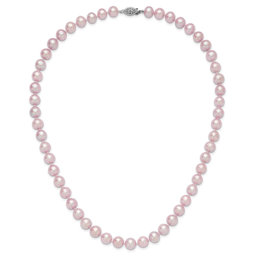 Sterling Silver Rh-Plated 9-10mm Purple Fw Cultured Pearl Necklace