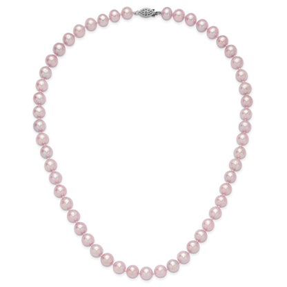 Sterling Silver Rh-Plated 9-10mm Purple Fw Cultured Pearl Necklace