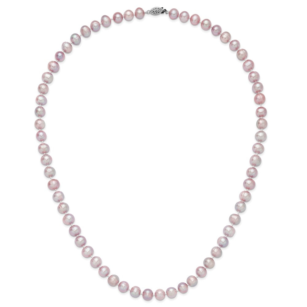 Sterling Silver Rh-Plated 9-10mm Purple Fw Cultured Pearl Necklace