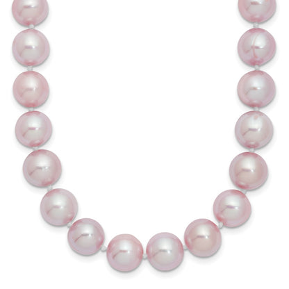 Sterling Silver Rhodium-Plated 9-10mm Purple Fwc Pearl Necklace
