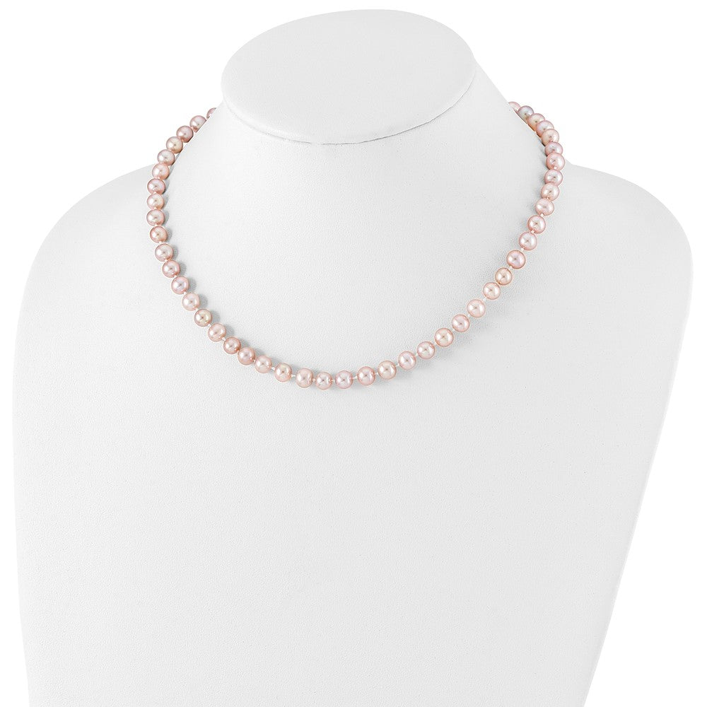 Sterling Silver Rhodium-Plated 6-7mm Purple Fwc Pearl Necklace