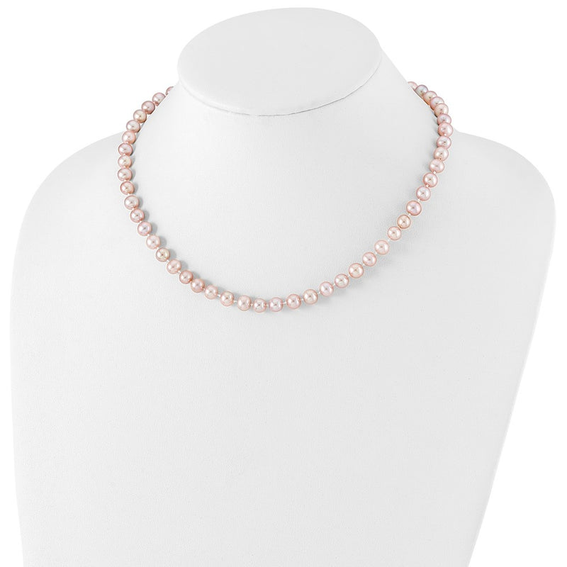 Sterling Silver Rh-Plated 6-7mm Purple Fw Cultured Pearl Necklace