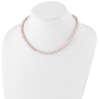 Sterling Silver Rh-Plated 6-7mm Purple Fw Cultured Pearl Necklace