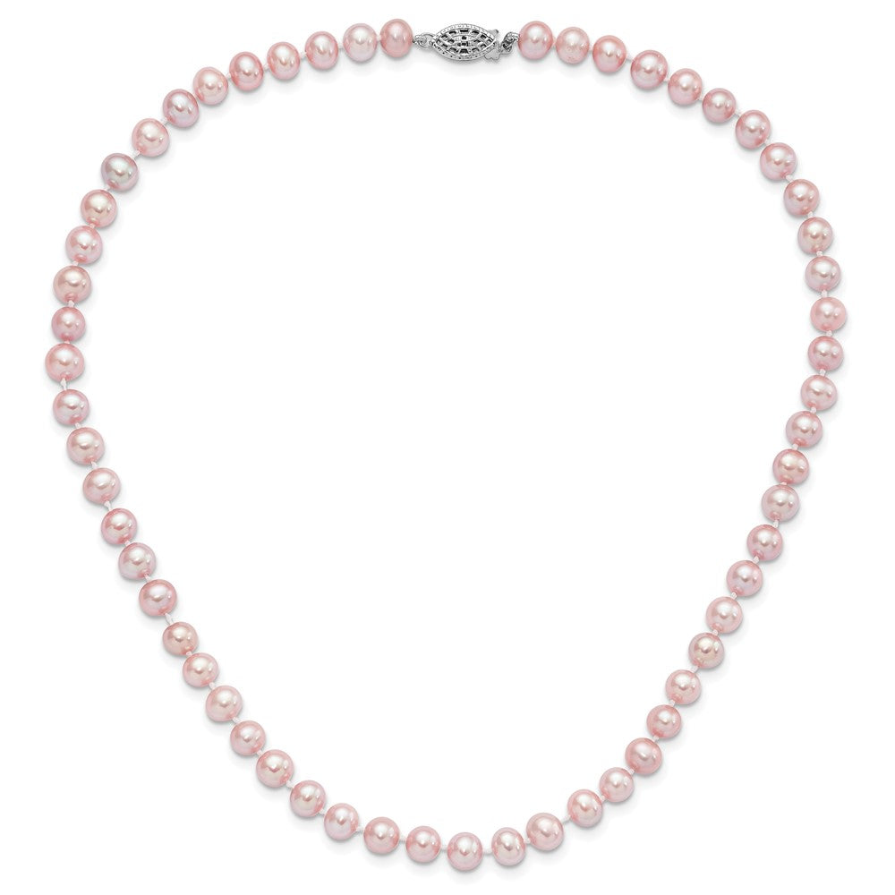 Sterling Silver Rhodium-Plated 6-7mm Purple Fwc Pearl Necklace