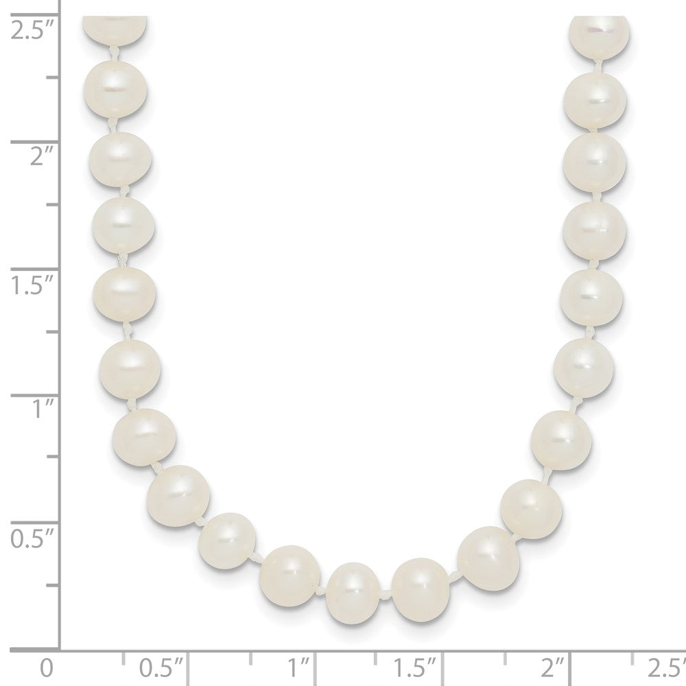 Sterling Silver Rhodium 5-6mm White Freshwater Cultured Pearl Necklace