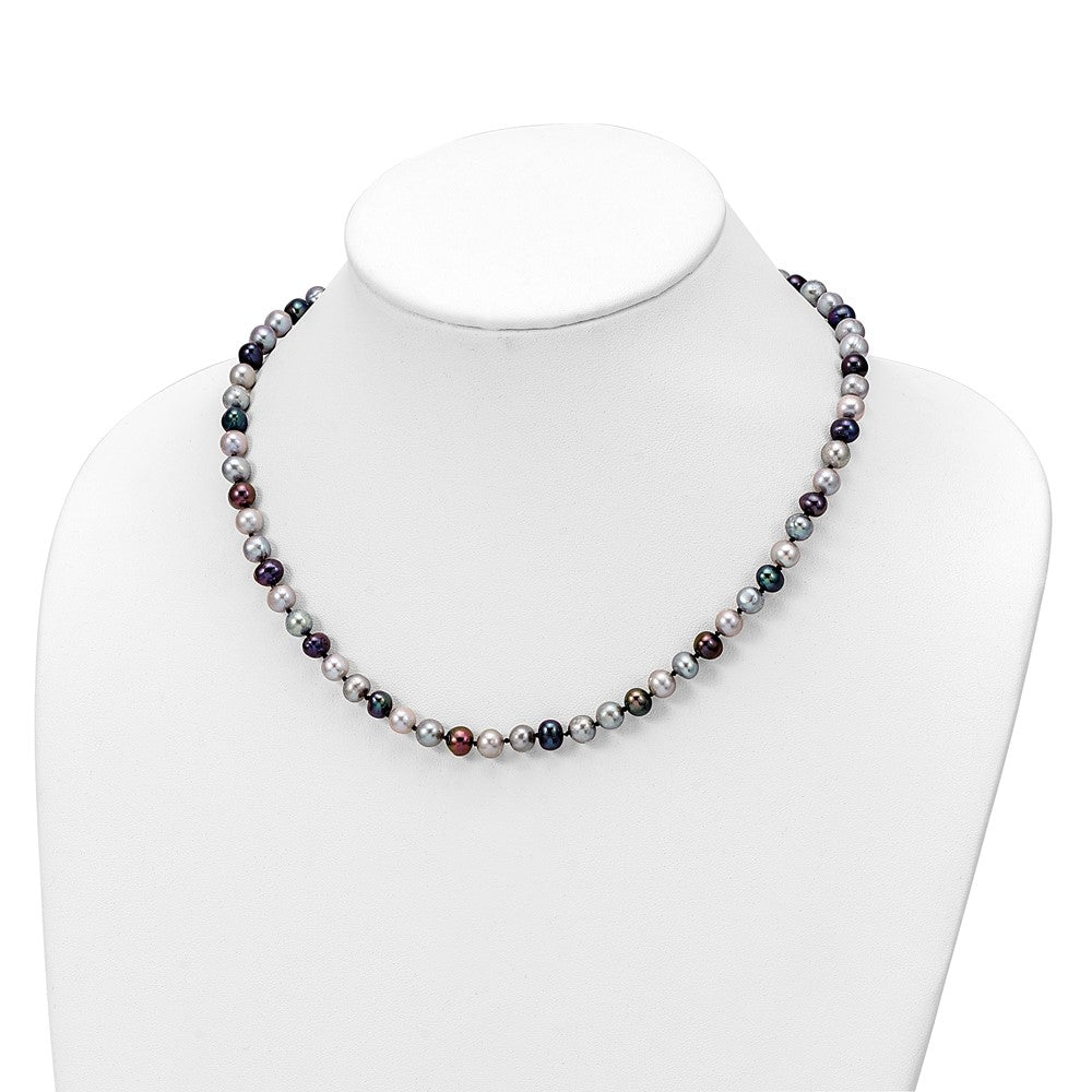 Sterling Silver Rhodium Fwc Pearl Necklace/7.25 Brace/3Pc Earring Set