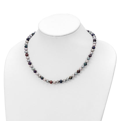 Sterling Silver Rhodium Fwc Pearl Necklace/7.25 Brace/3Pc Earring Set