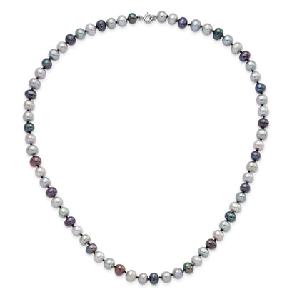 Sterling Silver Rhodium Fwc Pearl Necklace/7.25 Brace/3Pc Earring Set
