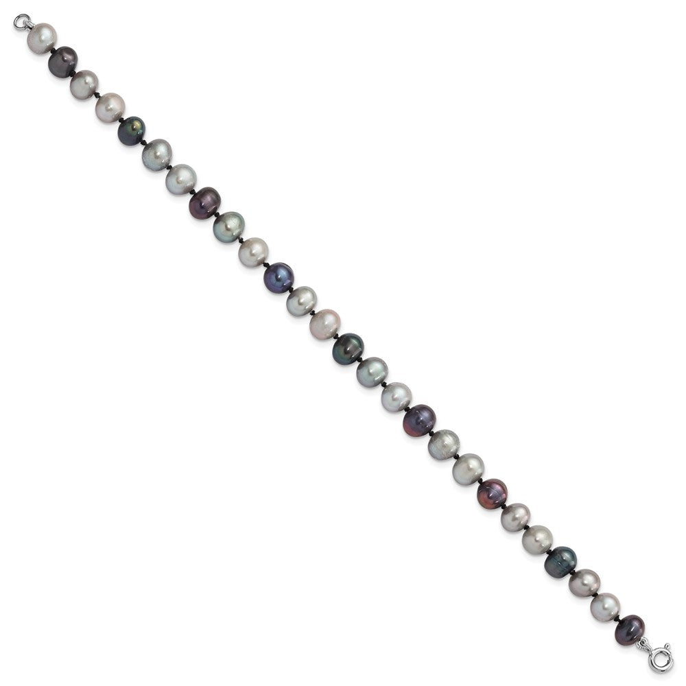 Sterling Silver Rhodium Fwc Pearl Necklace/7.25 Brace/3Pc Earring Set