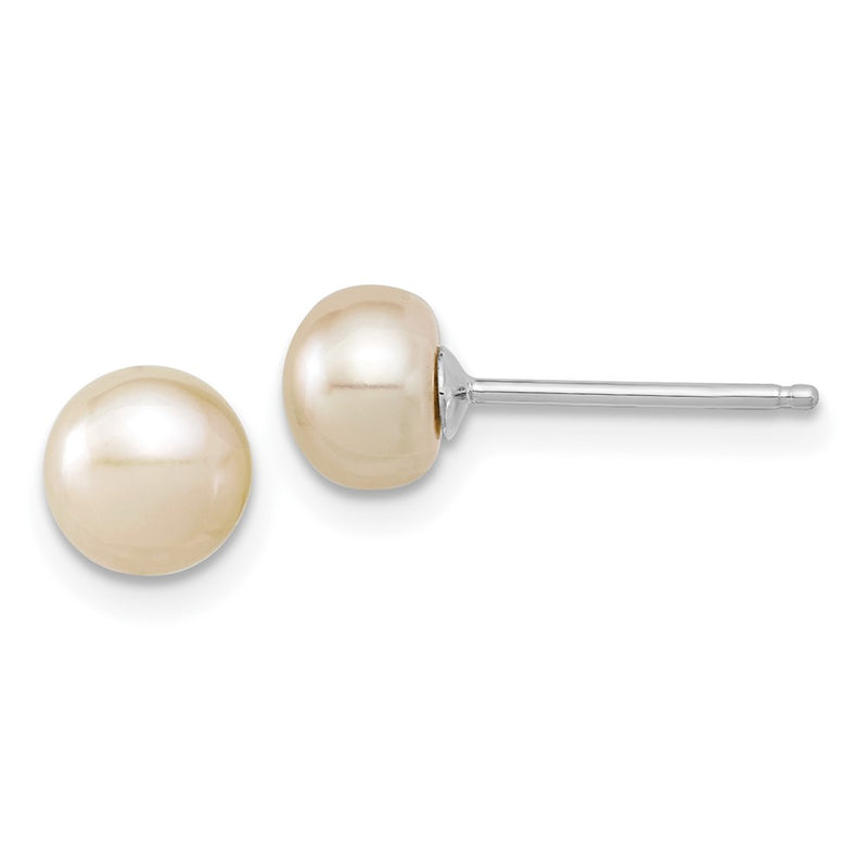 Sterling Silver Rh-P 6-7mm Fwc Pearl Necklace 7.25 Brace & 1Pc Earring Set