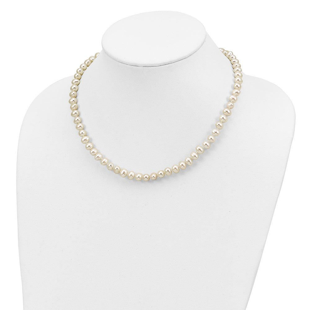 Sterling Silver Rh-P 6-7mm Fwc Pearl Necklace 7.25 Brace & 1Pc Earring Set