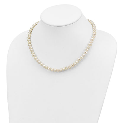 Sterling Silver Rh-P 6-7mm Fwc Pearl Necklace 7.25 Brace & 1Pc Earring Set