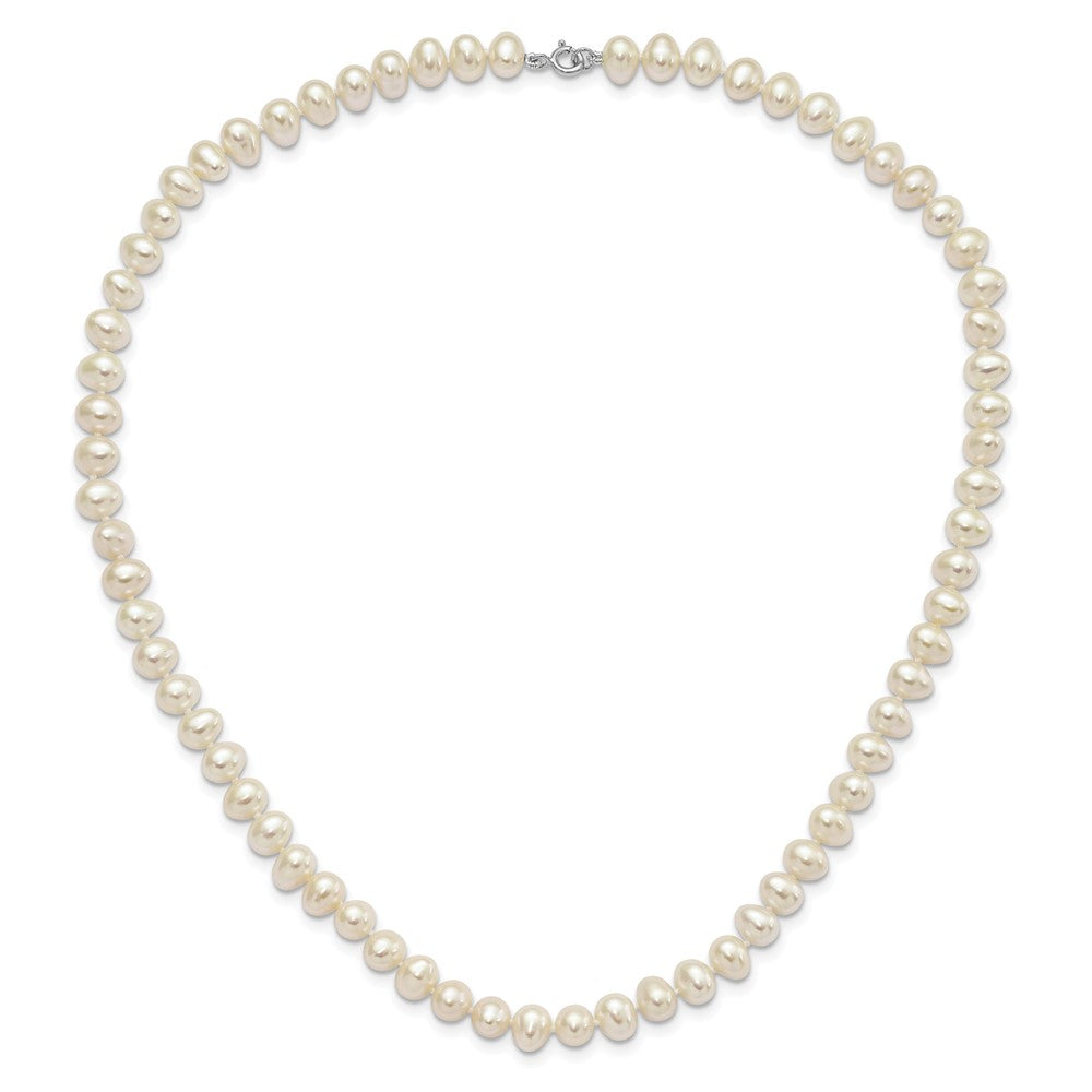 Sterling Silver Rh-P 6-7mm Fwc Pearl Necklace 7.25 Brace & 1Pc Earring Set