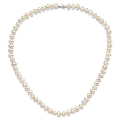 Sterling Silver Rh-P 6-7mm Fwc Pearl Necklace 7.25 Brace & 1Pc Earring Set