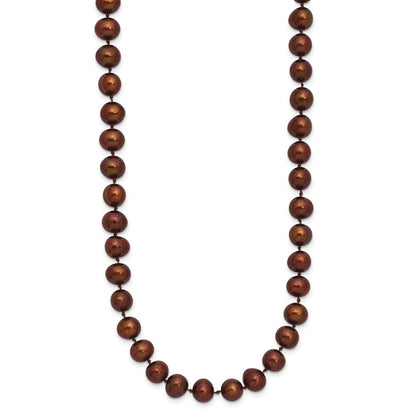 Sterling Silver Rhodium-Plated 6-7mm Brown Fwc Pearl Necklace