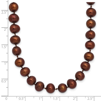 Sterling Silver Rh-Plated 6-7mm Brown Fw Cultured Pearl Necklace