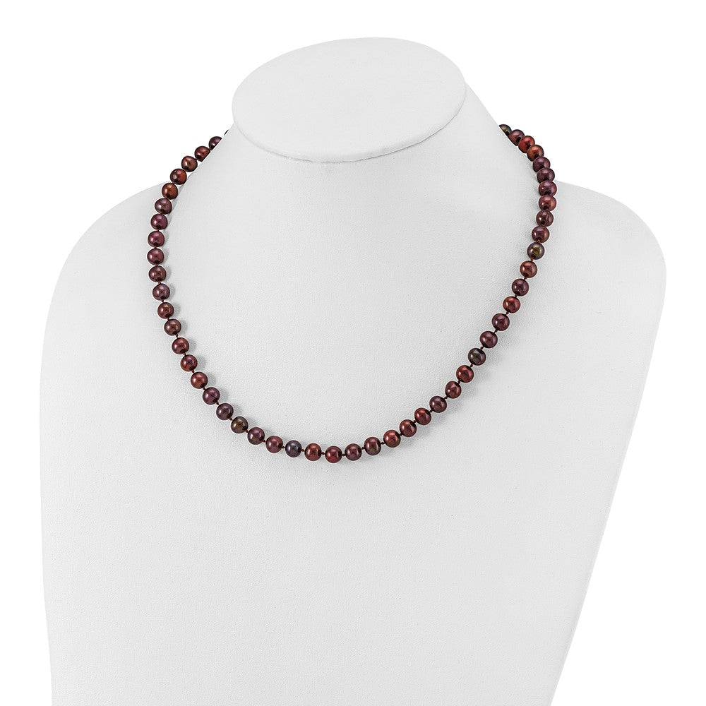 Sterling Silver Rh-Plated 6-7mm Brown Fw Cultured Pearl Necklace
