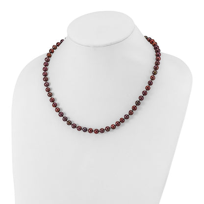 Sterling Silver Rh-Plated 6-7mm Brown Fw Cultured Pearl Necklace