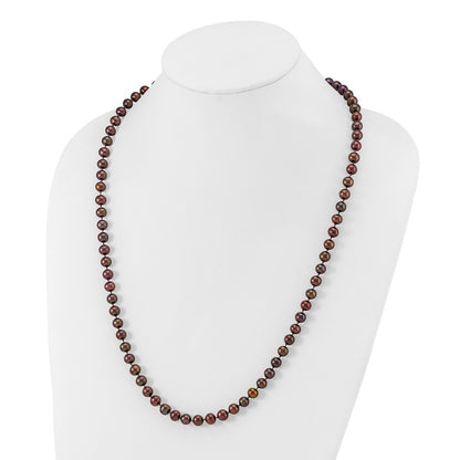 Sterling Silver Rh-Plated 6-7mm Brown Fw Cultured Pearl Necklace