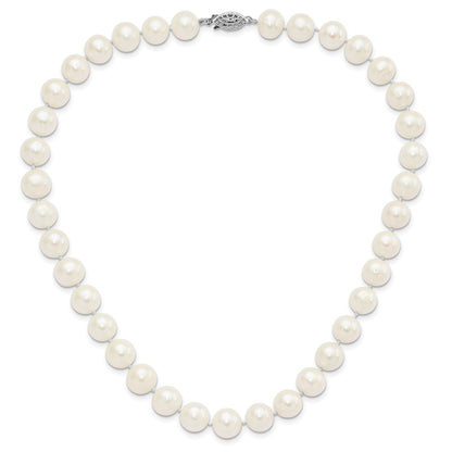 Sterling Silver Rhodium-Plated 10-11mm White Fw Cultured Pearl Necklace