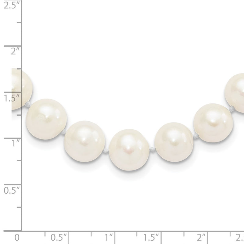 Sterling Silver Rhodium-Plated 10-11mm White Fw Cultured Pearl Necklace
