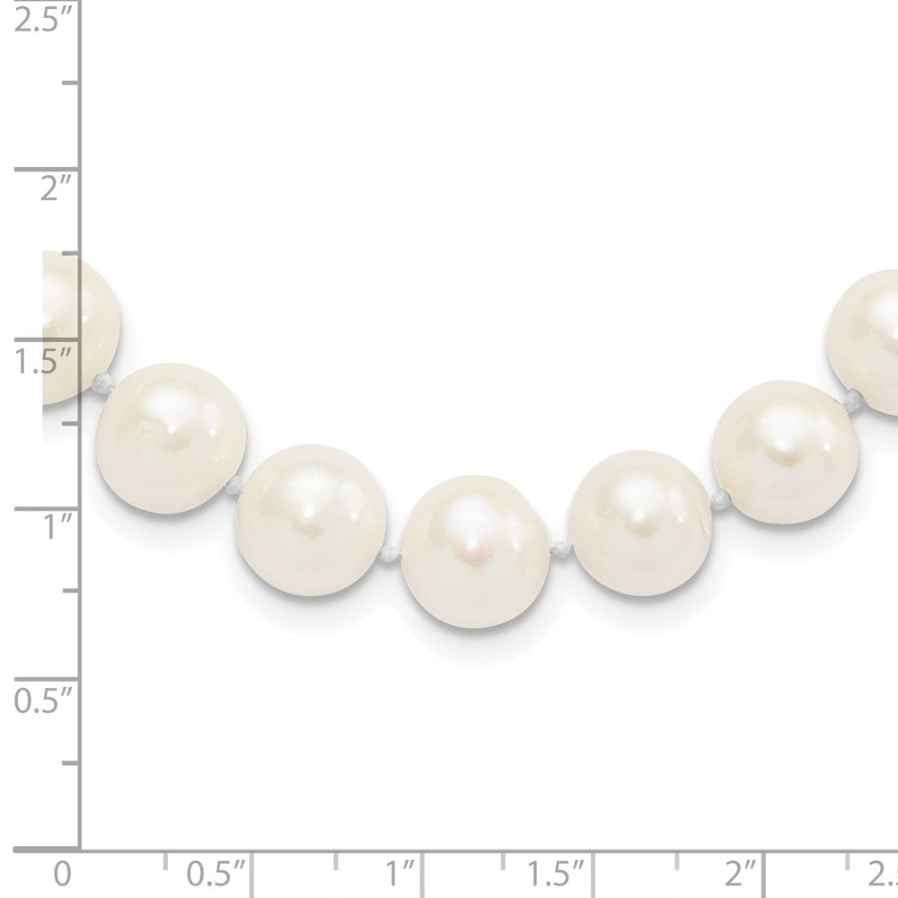 Sterling Silver Rhodium-Plated 10-11mm White Fw Cultured Pearl Necklace