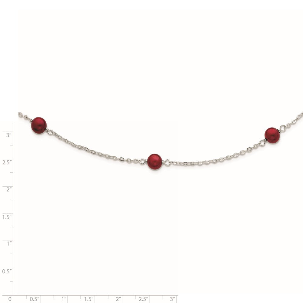 Sterling Silver 7-8mm Brgndy Fw Cultured Pearl W/2In Ext. Necklace