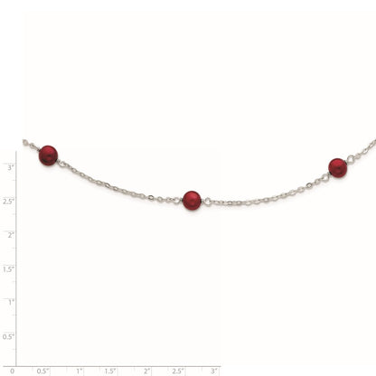 Sterling Silver 7-8mm Brgndy Fw Cultured Pearl W/2In Ext. Necklace