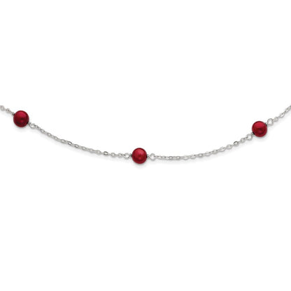 Sterling Silver 7-8mm Brgndy Fw Cultured Pearl W/2In Ext. Necklace