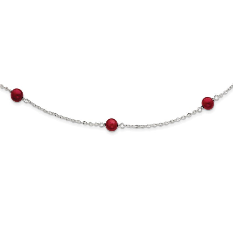 Sterling Silver 7-8mm Brgndy Fw Cultured Pearl W/2In Ext. Necklace