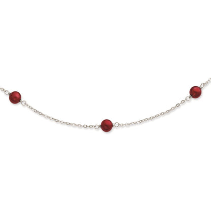 Sterling Silver 7-8mm Brgndy Fw Cultured Pearl W/2In Ext. Necklace