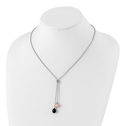 Sterling Silver Rhodium-Plated Fwc Pearl Knot 18In Necklace/Earring Set
