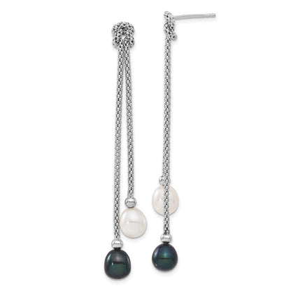 Sterling Silver Rhodium-Plated Fwc Pearl Knot 18 In. Neck/Earring Set