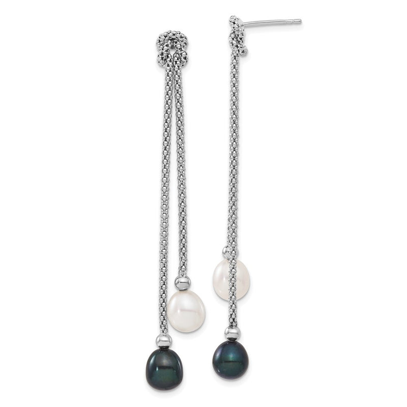 Sterling Silver Rhodium-Plated Fwc Pearl Knot 18 In. Neck/Earring Set