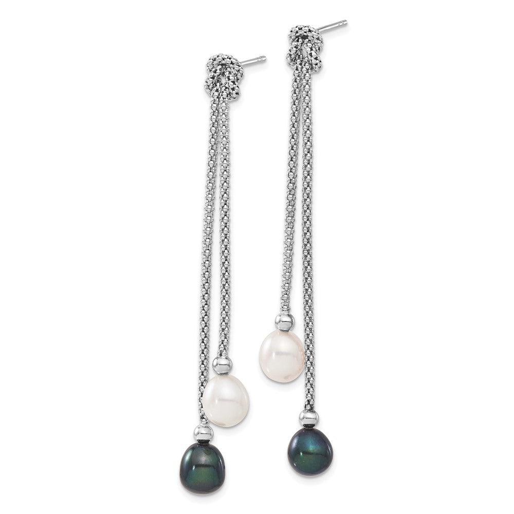 Sterling Silver Rhodium-Plated Fwc Pearl Knot 18 In. Neck/Earring Set