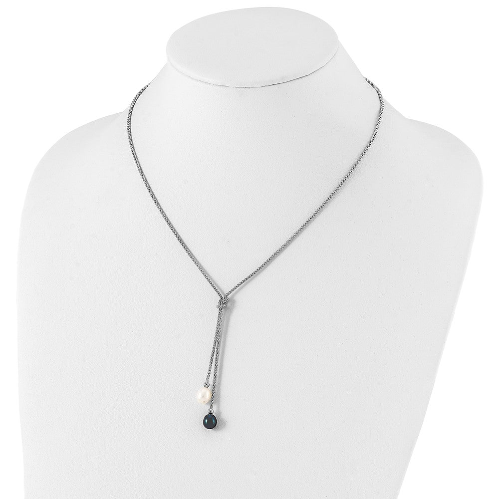Sterling Silver Rhodium-Plated Fwc Pearl Knot 18 In. Neck/Earring Set