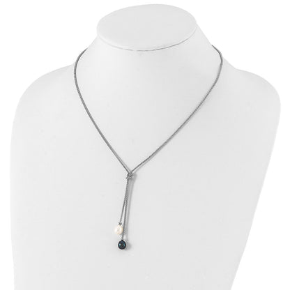 Sterling Silver Rhodium-Plated Fwc Pearl Knot 18 In. Neck/Earring Set