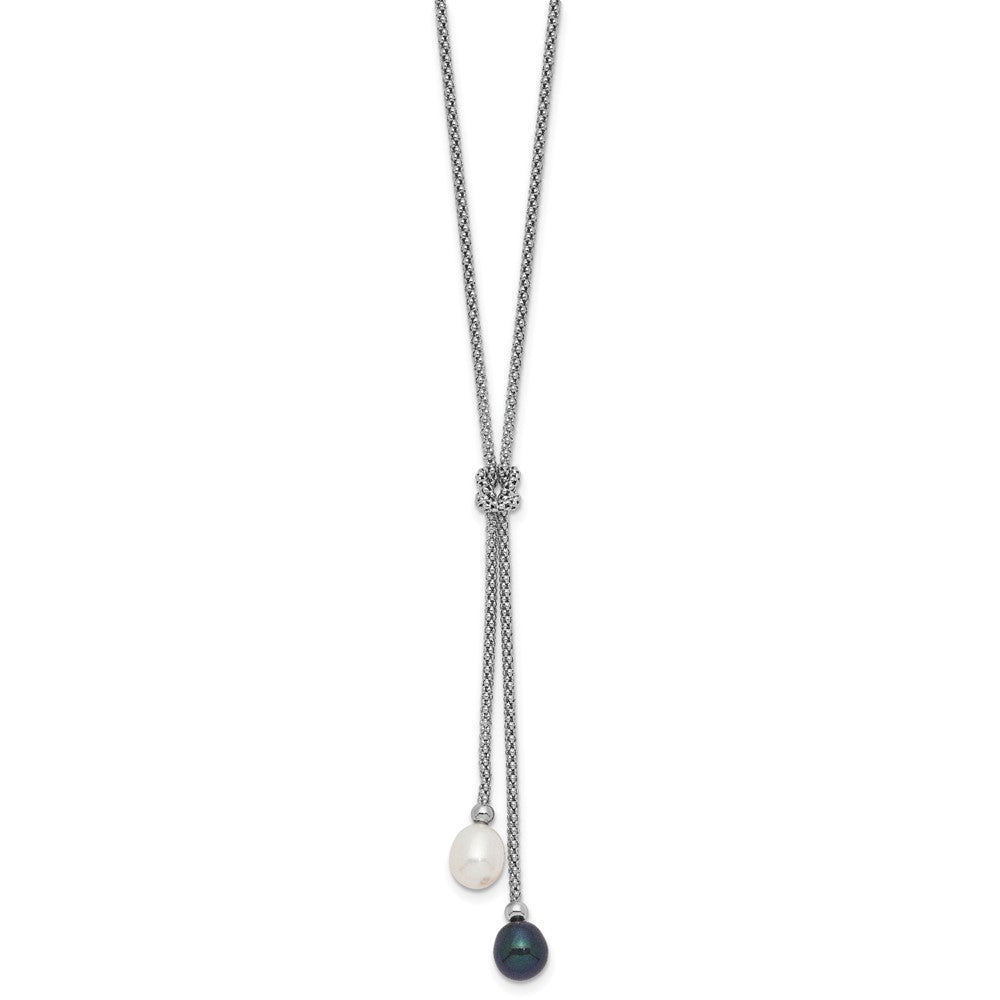 Sterling Silver Rhodium-Plated Fwc Pearl Knot 18 In. Neck/Earring Set