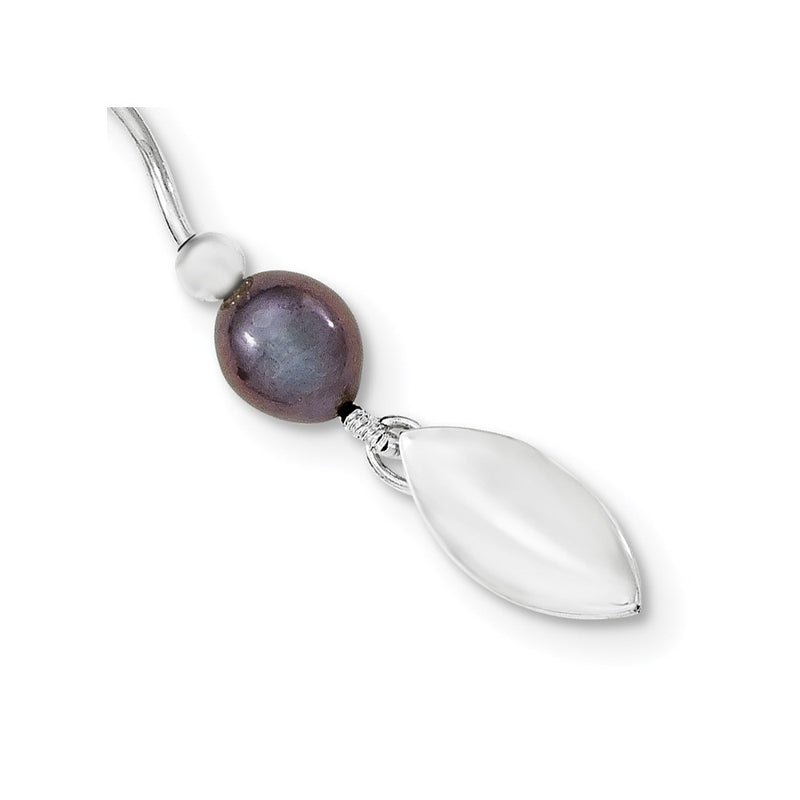 Sterling Silver Rh-Plated 6-7mm Black Fw Cultured Pearl Necklace
