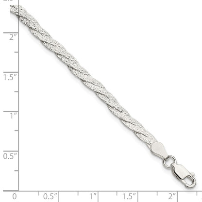 7.5 Inch Sterling Silver Fancy Textured Reversible Braided Bracelet
