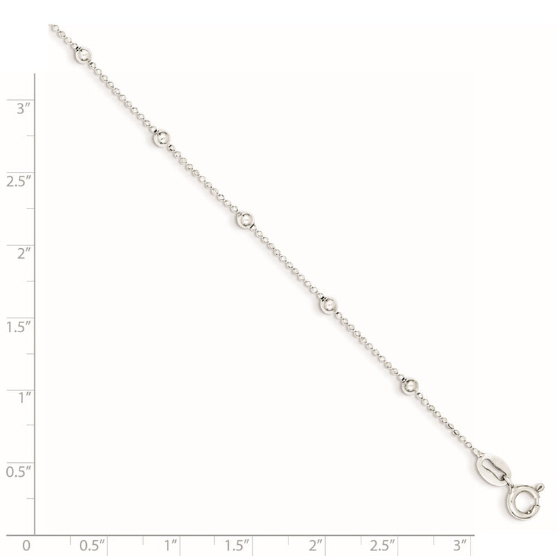 7 Inch Sterling Silver Polished Beaded Bracelet