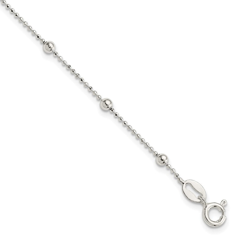 7 Inch Sterling Silver Polished Beaded Bracelet