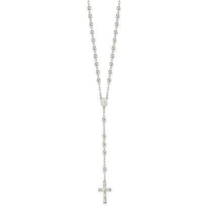 Sterling Silver Polished Rosary 26 Inch Necklace