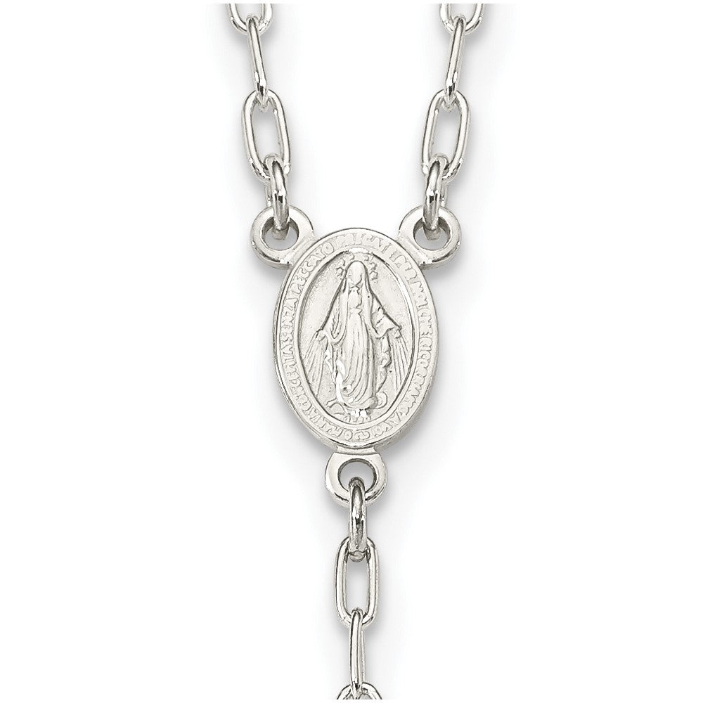Sterling Silver Polished Rosary 26 Inch Necklace