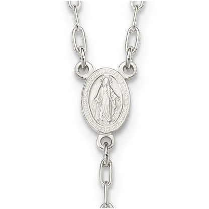 Sterling Silver Polished Rosary 26 Inch Necklace