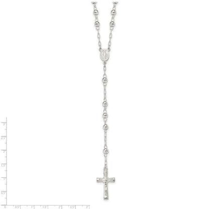 Sterling Silver Polished Rosary 26 Inch Necklace