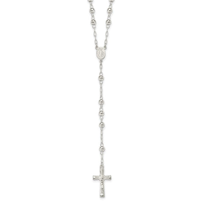 Sterling Silver Polished Rosary 26 Inch Necklace
